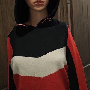 Bogner Tri-Color Hooded Sweatshirt - Black, White, Red